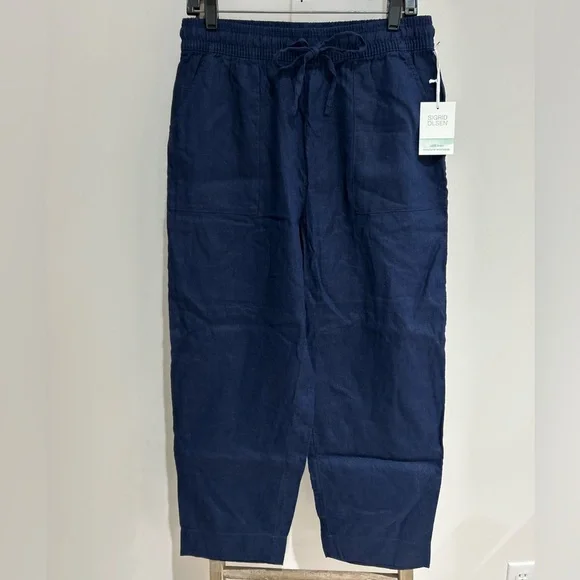 Sigrid Olsen Blue Wide Leg Linen Pants Women’s Size M Pull On NWT Loungewear - Picture 1 of 7